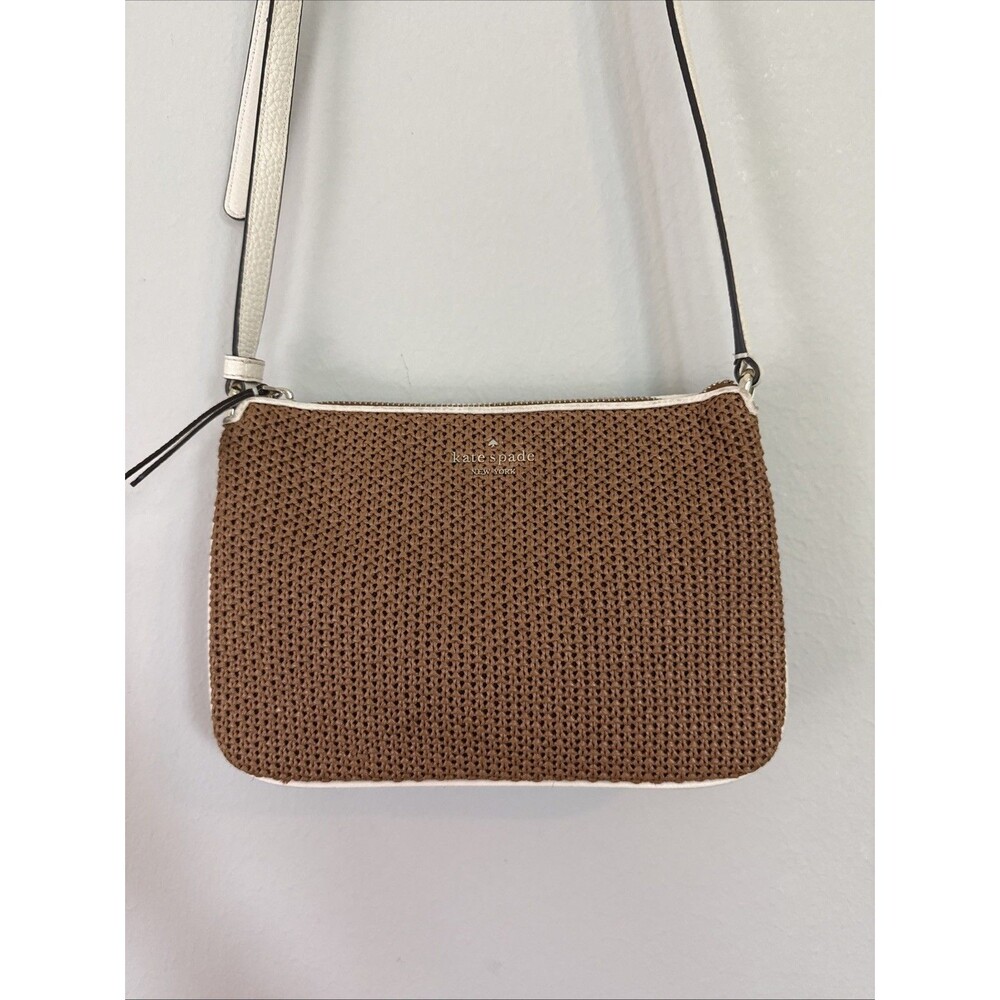 Kate Spade Jackson Straw Triple Gusset Crossbody Bag Brown, Small